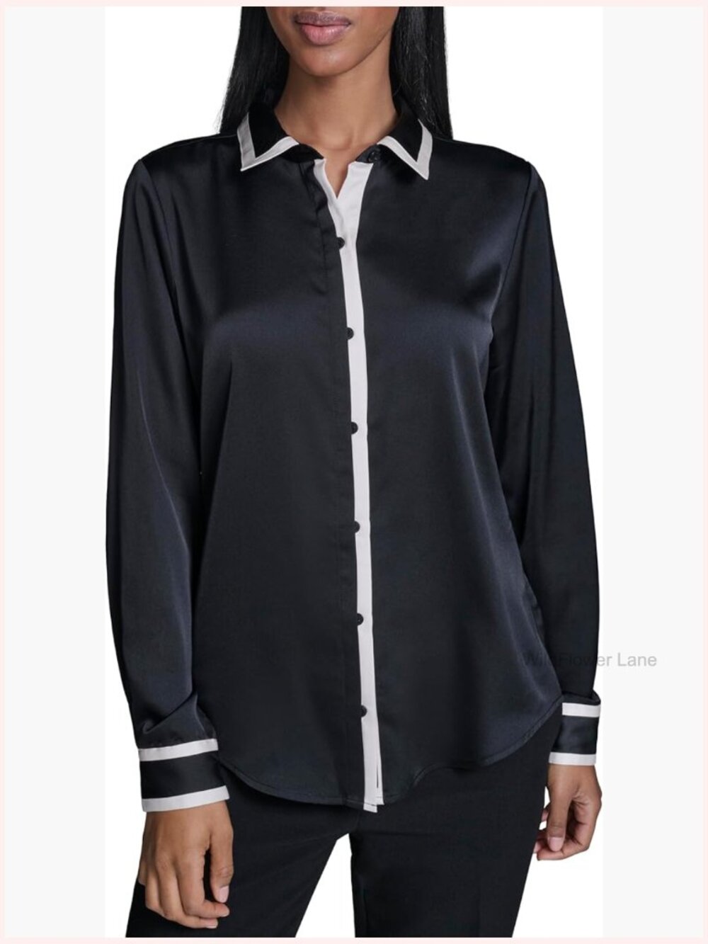 Collared Long Sleeve Blouse with Flattering Fit